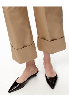 Pantalón Culotte Tiro Medio Caqui Mujer Beige