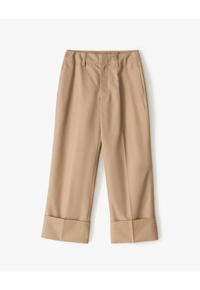 Pantalón Culotte Tiro Medio Caqui Mujer Beige