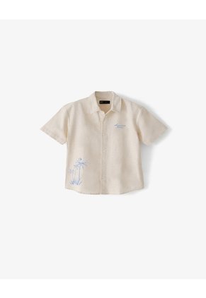 Camisa Regular Manga Corta Arena Beige