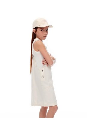 Overol Corto Denim Crema Niña Beige