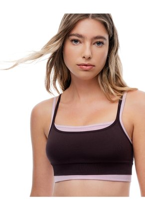 Top Deportivo Soporte Medio Vinotinto Mujer Violeta