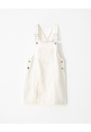 Overol Corto Denim Crema Niña Beige