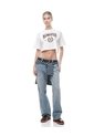 Camiseta Crop Regular Algodón Cruda Estampada Mujer Beige de Gef
