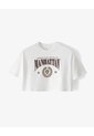 Camiseta Crop Regular Algodón Cruda Estampada Mujer Beige de Gef