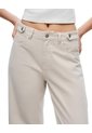 Jean Wide Leg Tiro Alto Cinco Bolsillos Arena Mujer Beige de Gef