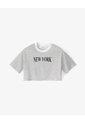 Camiseta Crop Regular Algodón Crudo Estampada Mujer Beige de Gef