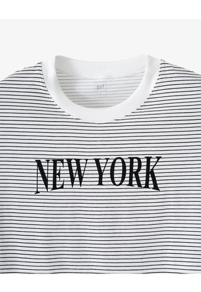 Camiseta Crop Regular Algodón Crudo Estampada Mujer Beige