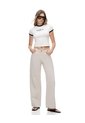Jean Wide Leg Tiro Alto Cinco Bolsillos Arena Mujer Beige de Gef