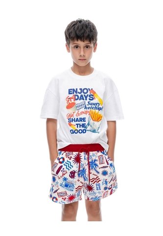 Short Pantaloneta Vainilla Estampado Niño Beige Gef