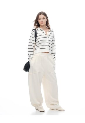 Pantalón Tiro Medio Relaxed Avena Mujer Beige