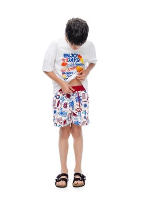 Short Pantaloneta Vainilla Estampado Niño Beige