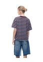 Camiseta Relaxed Manga Corta Vinotinto Rayas Mujer Violeta de Gef