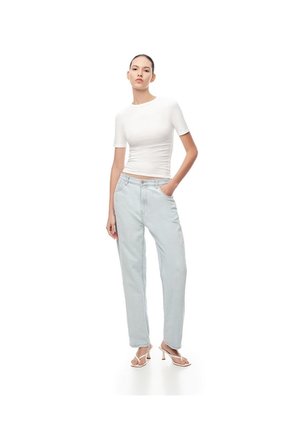 Camiseta Slim Rib Algodón Blanca Mujer Blanco