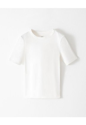 Camiseta Slim Rib Algodón Blanca Mujer Blanco