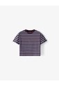 Camiseta Relaxed Manga Corta Vinotinto Rayas Mujer Violeta de Gef