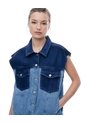 Chaleco Oversized Fit Sin Capucha Indigo Medio Azul Oscuro de Gef