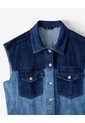 Chaleco Oversized Fit Sin Capucha Indigo Medio Azul Oscuro de Gef