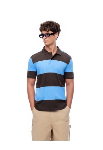 Polo Regular Algodón Rayas Hombre Azul Gef