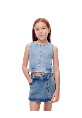 Blusa Denim Regular índigo Medio Niña Azul Oscuro Gef