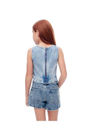 Blusa Denim Regular índigo Medio Niña Azul Oscuro