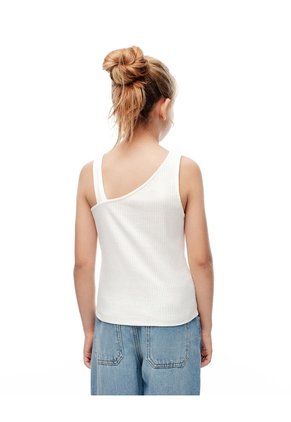 Camiseta Asimétrica Slim Rib Algodón Blanca Niña Blanco