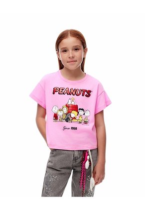 Camiseta Regular Peanuts Rosada Niña Rosa