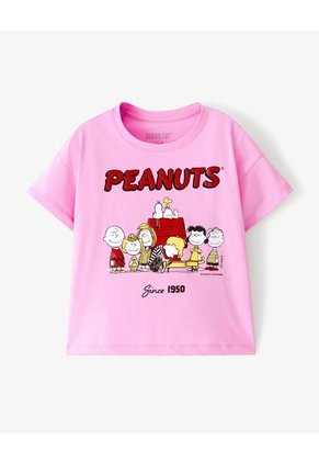 Camiseta Regular Peanuts Rosada Niña Rosa