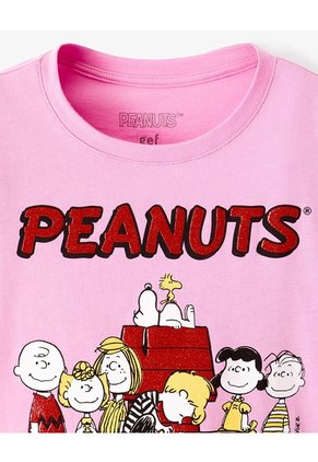 Camiseta Regular Peanuts Rosada Niña Rosa