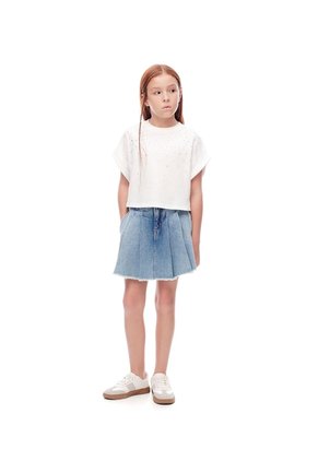 Falda Short Denim índigo Medio Niña Azul Oscuro