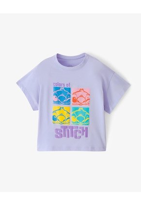 Camiseta Regular Stitch Morada Niña Lavanda