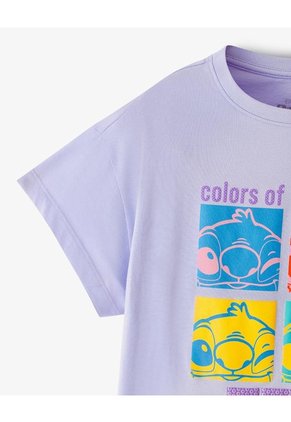 Camiseta Regular Stitch Morada Niña Lavanda