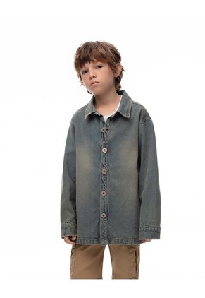 Chaqueta Denim Estampada índigo Medio Niño Azul Oscuro