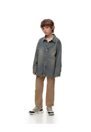 Chaqueta Denim Estampada índigo Medio Niño Azul Oscuro
