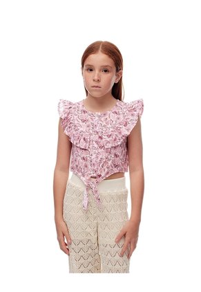 Blusa Regular Boleros Rosada Estampada Niña Rosa