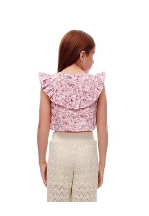 Blusa Regular Boleros Rosada Estampada Niña Rosa