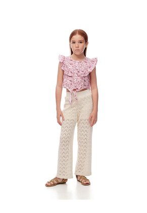 Blusa Regular Boleros Rosada Estampada Niña Rosa