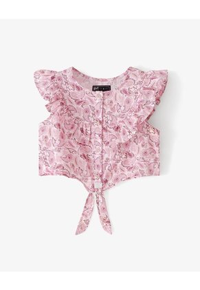 Blusa Regular Boleros Rosada Estampada Niña Rosa