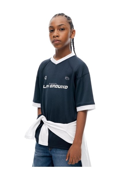 Camiseta Regular Manga Corta Azul Niño Azul