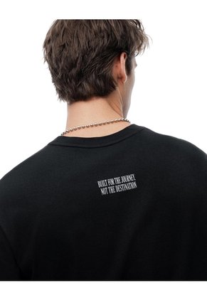 Camiseta Regular Manga Corta Negra Hombre Negro