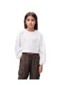 Blusa Crop Manga Larga Algodón Blanca Niña Blanco de Gef