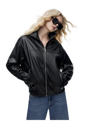 Chaqueta Oversize Sin Capucha Negra Mujer Negro