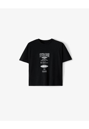 Camiseta Regular Manga Corta Negra Hombre Negro