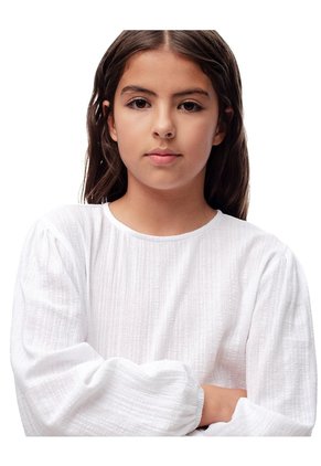 Blusa Crop Manga Larga Algodón Blanca Niña Blanco