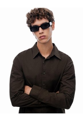 Camisa Regular Manga Larga Chocolate Hombre Chocolate