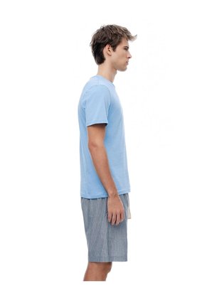 Pijama Regular Manga Corta Azul Con Rayas Hombre Azul