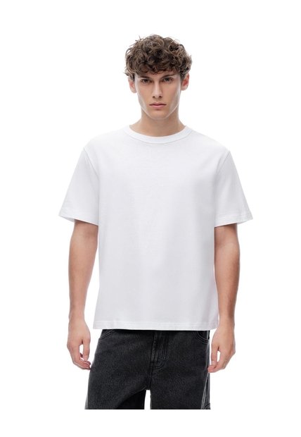 Camiseta Manga Corta Oversize Algodón Blanca Hombre Blanco