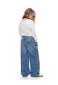 Pantalón Loose Tiro Medio índigo Niña Azul Oscuro de Gef