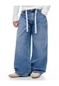 Pantalón Loose Tiro Medio índigo Niña Azul Oscuro de Gef
