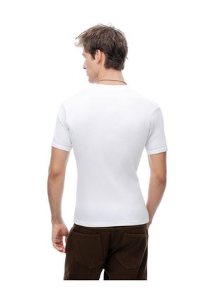 Camiseta Slim Rib Algodón Blanca Hombre Blanco