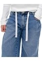 Pantalón Loose Tiro Medio índigo Niña Azul Oscuro de Gef